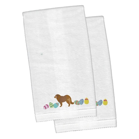 Carolines Treasures Brown Caucasian Shepherd Easter White Embroidered Plush Hand Towel, 2PK CK1621KTEMB